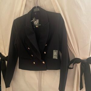 Express Elegant Black Blazer with Gold Accents